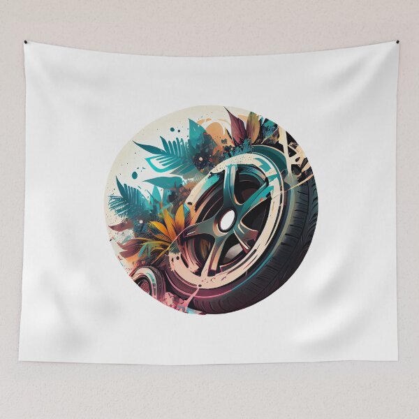 Item preview, Car Tyre on a Tropical Background designed and sold by ShadowAndSlate.