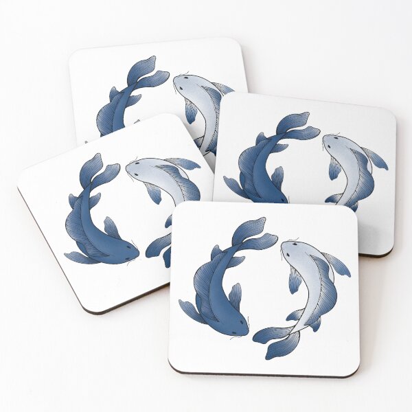 Item preview, koi fish - blue and white designed and sold by Kiniusia.