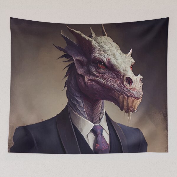 Artikelvorschau, Eleganter Drache im Kostüm entworfen und verkauft von MyHunkyDoryShop.