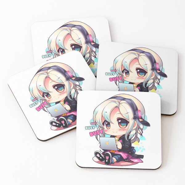 Item preview, Cute Kawaii Girl Busy on Keyboard with Headset designed and sold by lazarus93.