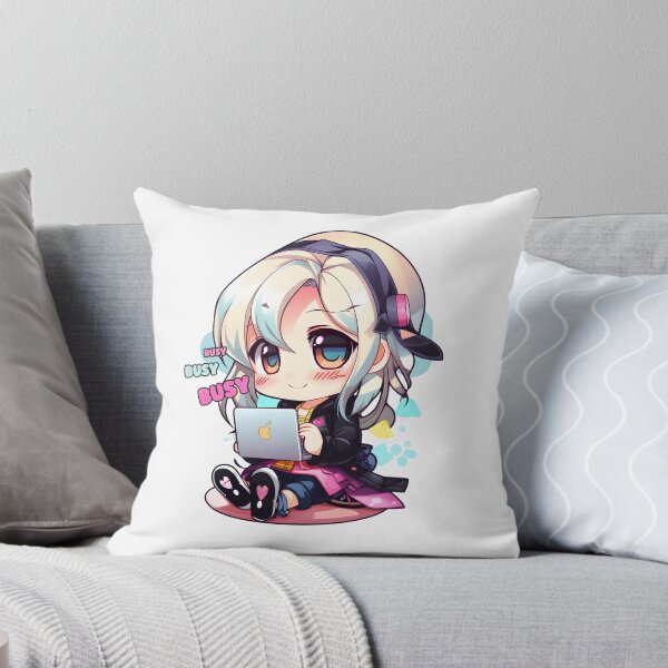 Item preview, Cute Kawaii Girl Busy on Keyboard with Headset designed and sold by lazarus93.