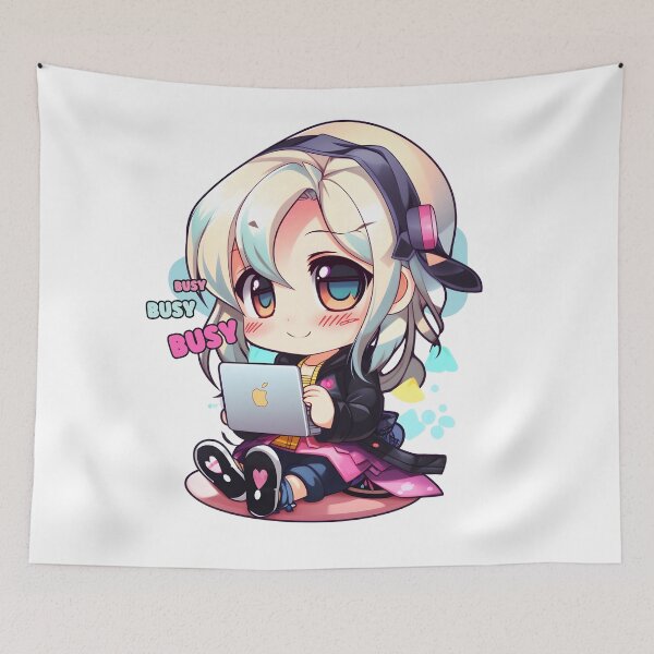 Item preview, Cute Kawaii Girl Busy on Keyboard with Headset designed and sold by lazarus93.