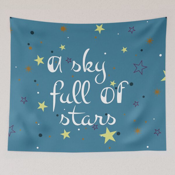 Item preview, a sky full of stars, blue, white and yellow star design with lettering designed and sold by SabinArt.