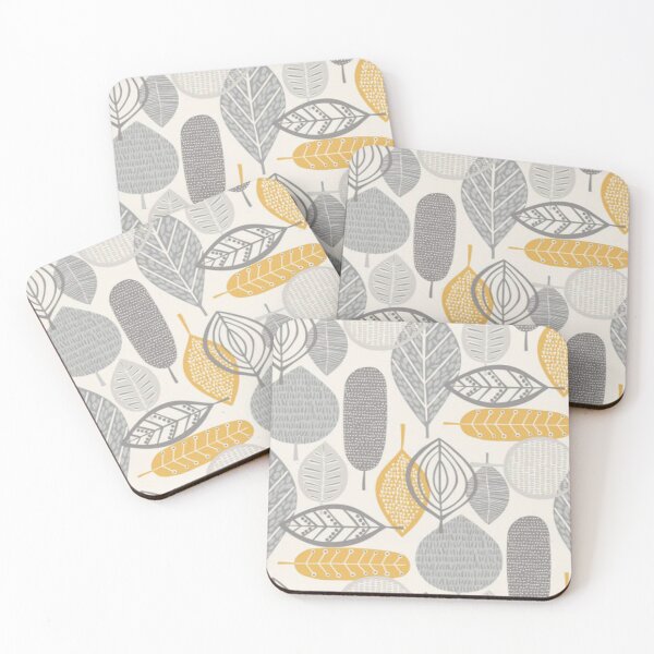 Item preview, Arthouse Malmo Ochre Mustard Yellow Retro Design Overlapping Bold Geometric Leaves Grey designed and sold by WearWolfDesigns.