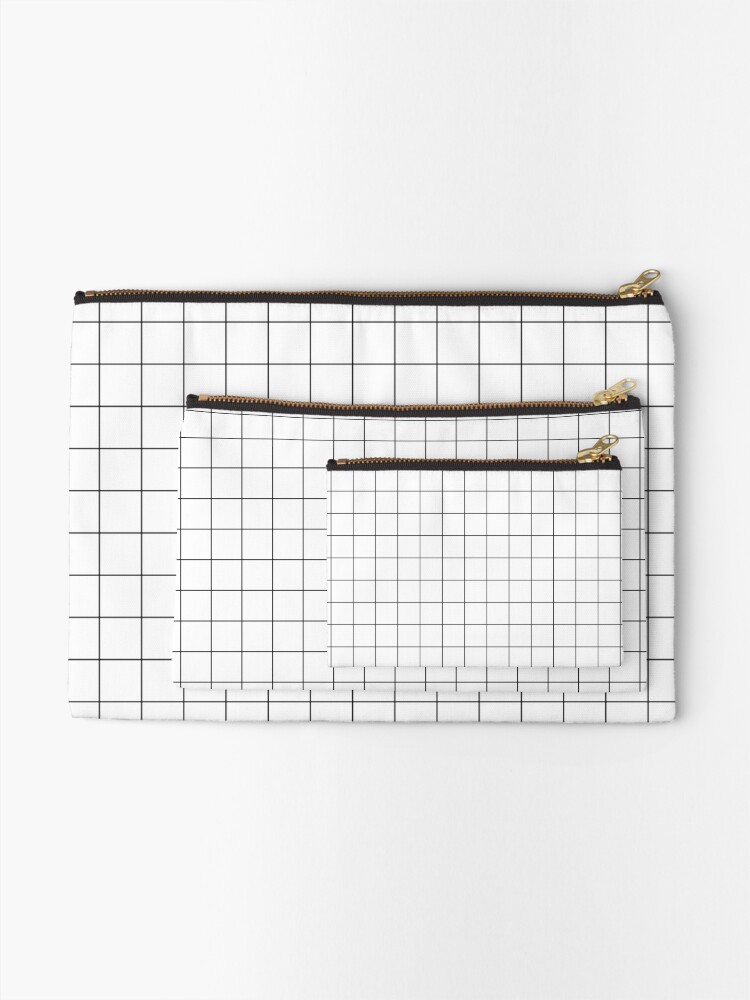 Alternate view of Black Grid Zipper Pouch