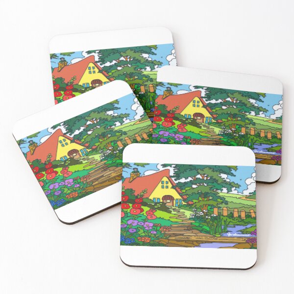 Item preview, Cabaña en el bosque durante el día con un cielo azul claro designed and sold by Illustrationbyo.