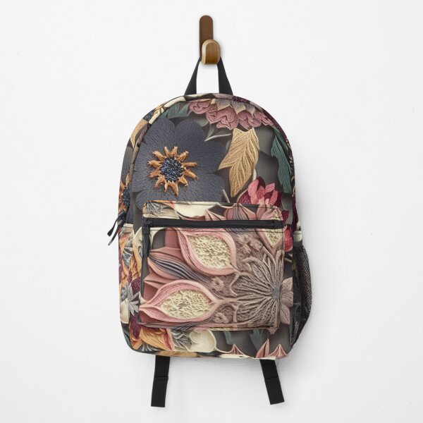 Item preview, Stitched in Time: Dark Colors and Embroidered Flowers, pattern designed and sold by EmeraldeaArt.