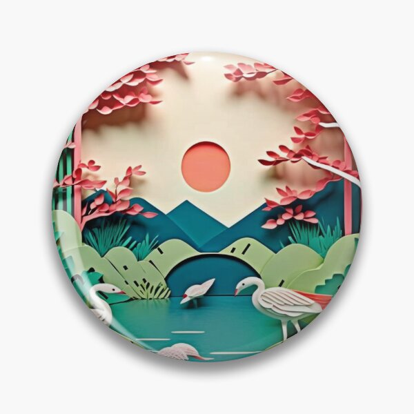 Item preview, Japanese Garden in Paper Art Style designed and sold by SimoneAI.