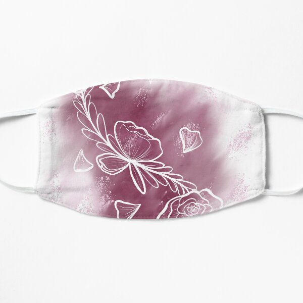 Pink Watercolor Roses Flat Mask