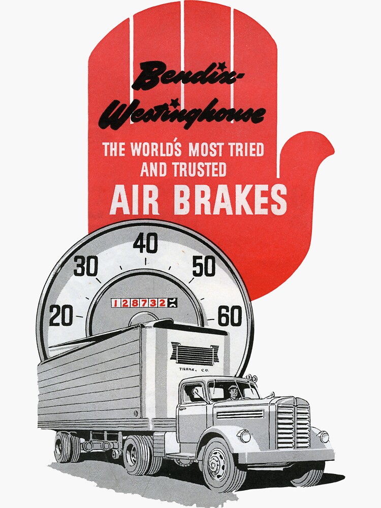 "1950s Trucker Bendix Westinghouse Air Brakes" Sticker for Sale by