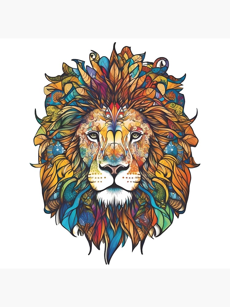 Zentangle Artwork of Lion in Profile