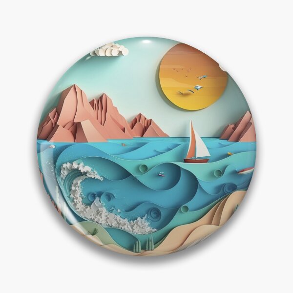 Item preview, Sea ​​Landscape in Paper Art Style designed and sold by SimoneAI.