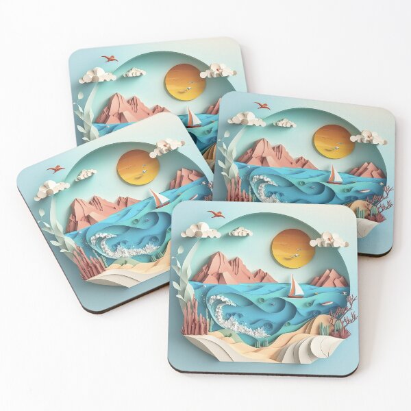 Item preview, Sea ​​Landscape in Paper Art Style designed and sold by SimoneAI.