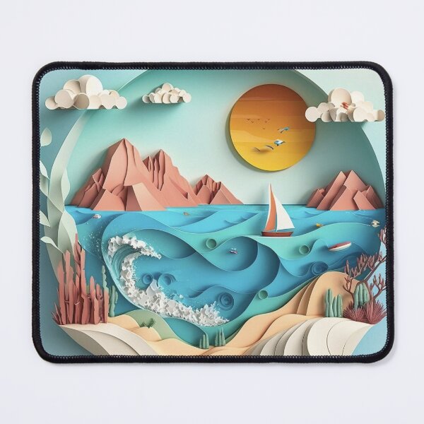 Item preview, Sea Landscape in Paper Art Style designed and sold by SimoneAI.