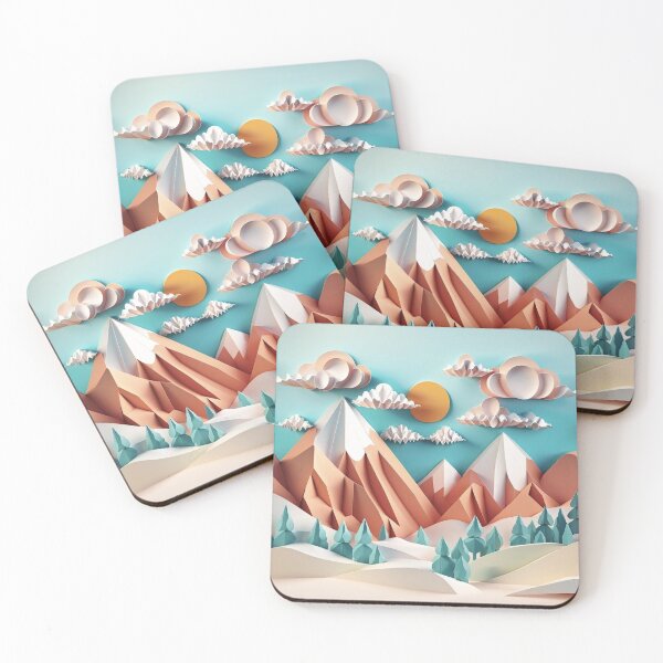 Item preview, Mountain Landscape in Paper Art Style designed and sold by SimoneAI.