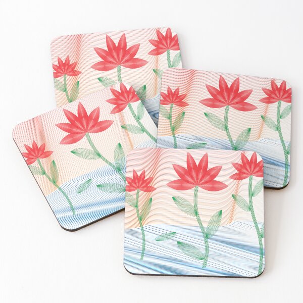 Item preview, Red flowers blooming on the trees on the water designed and sold by Bigrow.