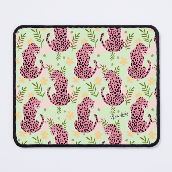 Item preview, Jaguar looking back pattern pink- mint green background designed and sold by Studio Lydia Lovely.