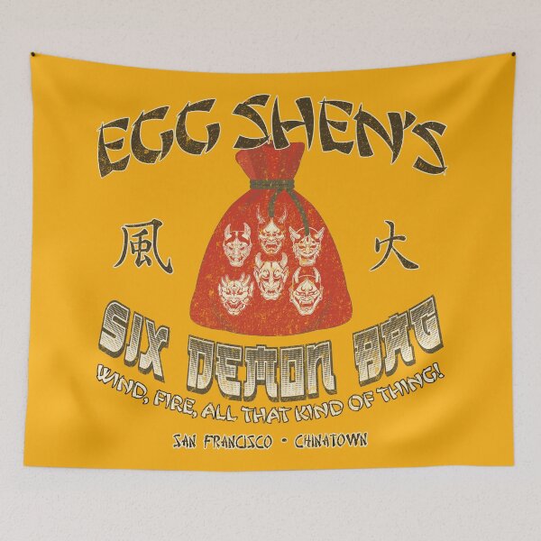 Item preview, Distressed Egg Shen's Six Demon Bag designed and sold by TeeArcade84.