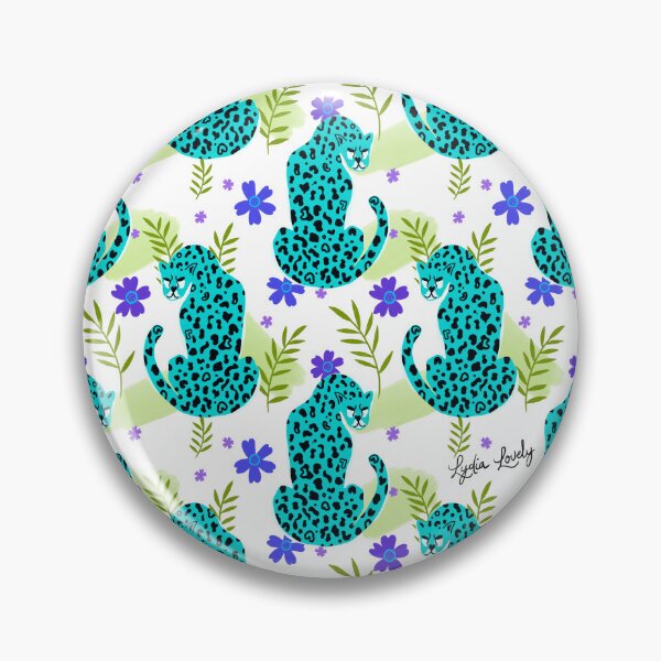 Artikelvorschau, Jaguar looking back pattern teal- white background entworfen und verkauft von Studio Lydia  Lovely.