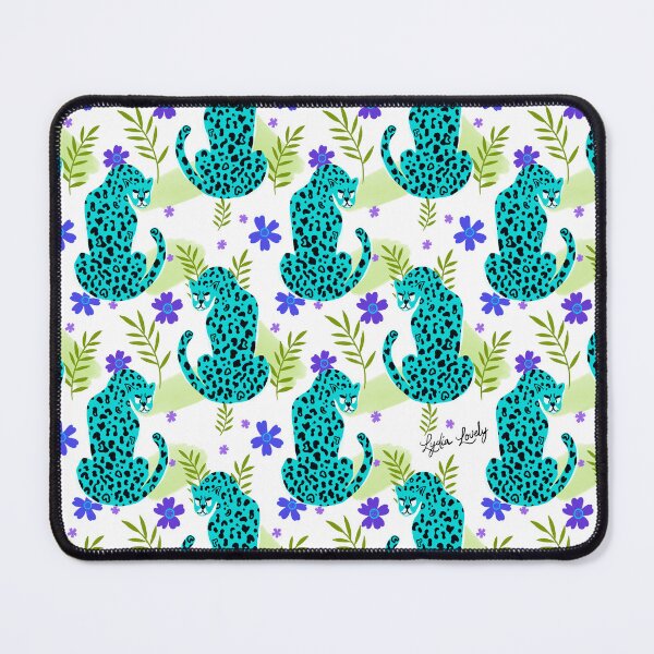 Item preview, Jaguar looking back pattern teal- white background designed and sold by Studio Lydia Lovely.