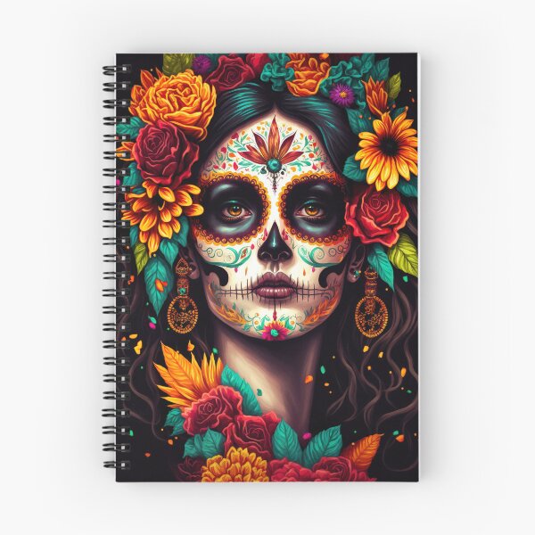 Item preview, Día de los Muertos woman, colorful flowers portrait designed and sold by innazimovec.