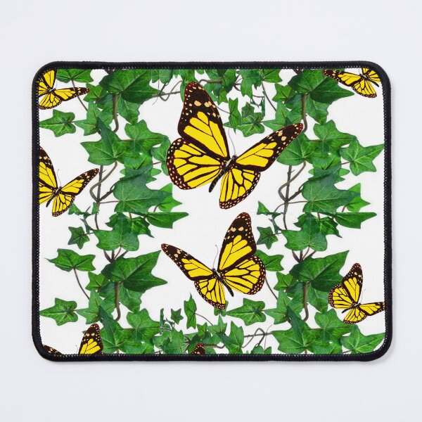 Item preview, ABSTRACT YELLOW MONARCH BUTTERFLIES GREEN IVY ART designed and sold by sharlesart.