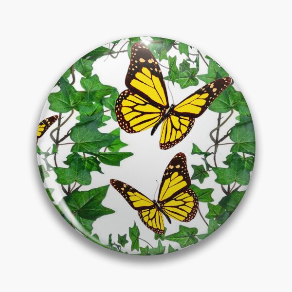 Item preview, ABSTRACT YELLOW MONARCH BUTTERFLIES GREEN IVY ART designed and sold by sharlesart.