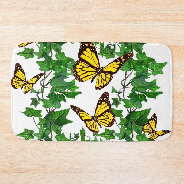 Item preview, ABSTRACT YELLOW MONARCH BUTTERFLIES GREEN IVY ART designed and sold by sharlesart.