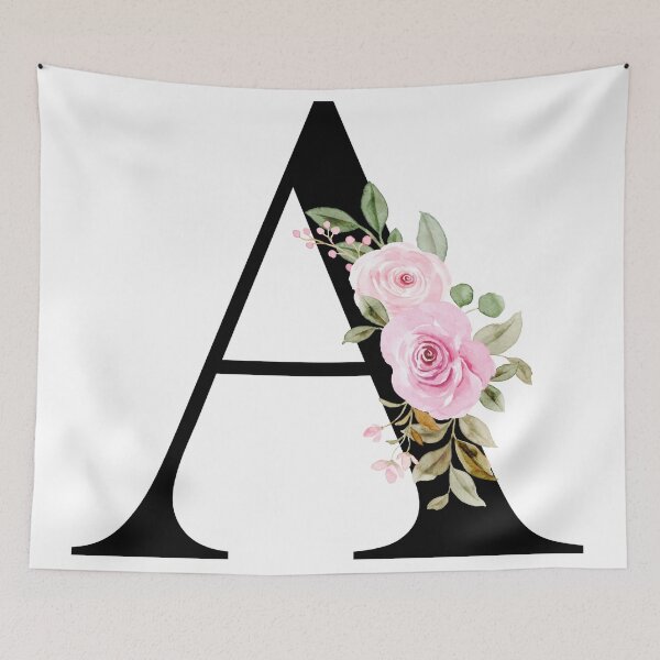 Item preview, Letter A with Flowers Multi Natural Color designed and sold by Print-Online.