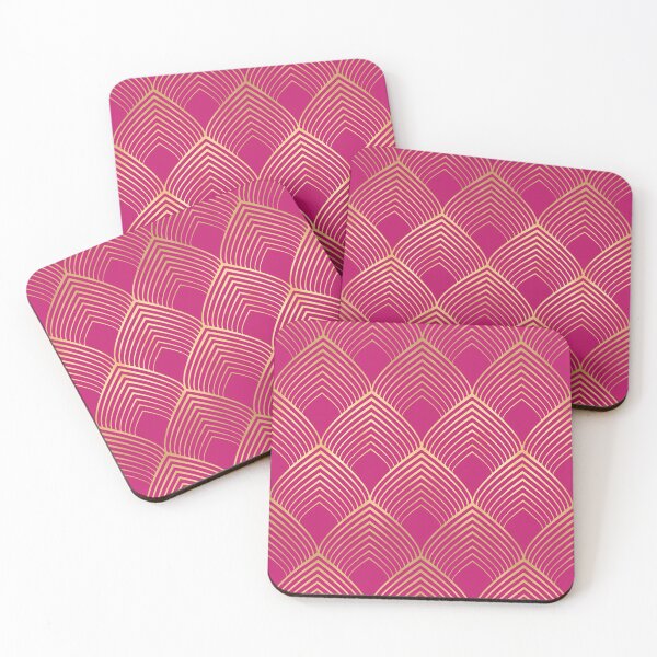 Item preview, Deep Pink and Gold Geo Art Deco Pattern designed and sold by Blue-Banana.