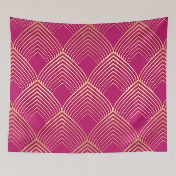 Item preview, Deep Pink and Gold Geo Art Deco Pattern designed and sold by Blue-Banana.