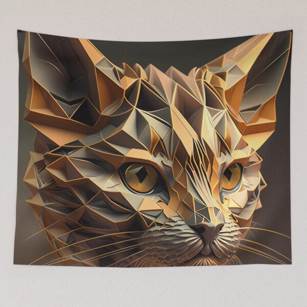 Item preview, Cat face futuristic polygonal designed and sold by SMILE88.