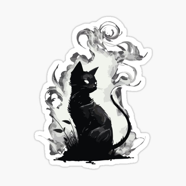 Ghostly Black Cat Design  Sticker