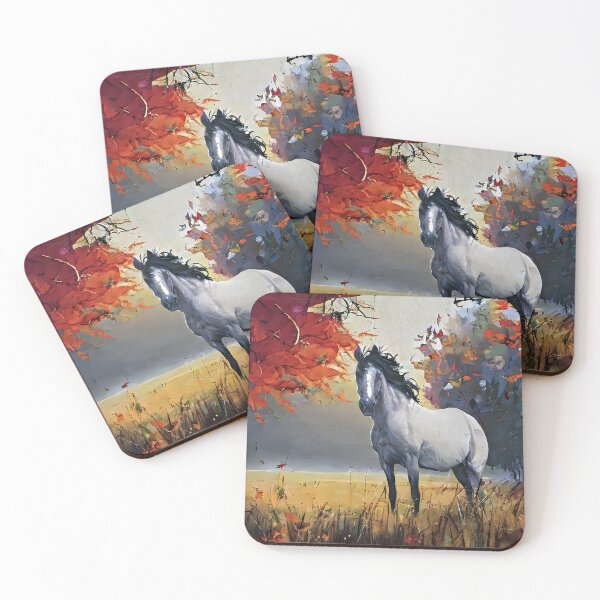 Item preview, white horse and autumn colors designed and sold by bogfl.