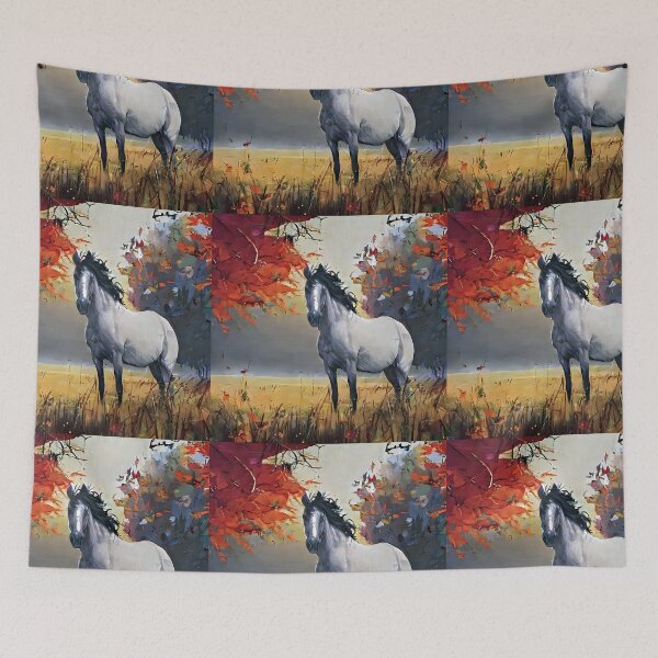 Item preview, white horse and autumn colors designed and sold by bogfl.