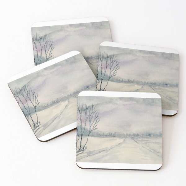 Item preview, Simple winter landscape with birch trees.  designed and sold by watercolorsLiz.