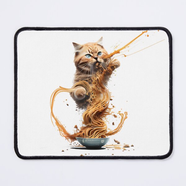 Item preview, Cat making art while eating noodles designed and sold by SAMIESS.