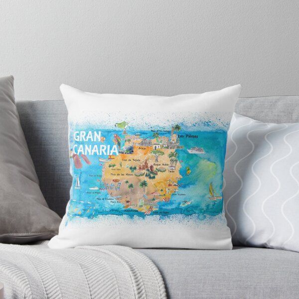 Item preview, Gran Canary Canarias Spain Illustrated Map with Landmarks and Highlights  designed and sold by artshop77.