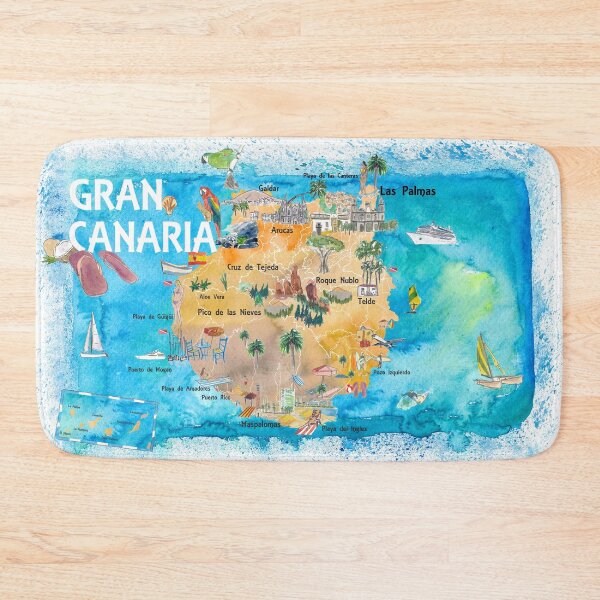 Item preview, Gran Canary Canarias Spain Illustrated Map with Landmarks and Highlights  designed and sold by artshop77.