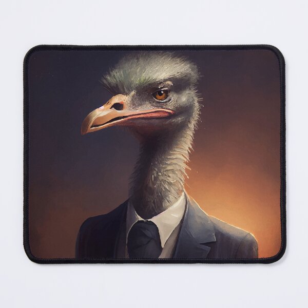 Item preview, An elegant ostrich in a blue and grey suit designed and sold by MyHunkyDoryShop.