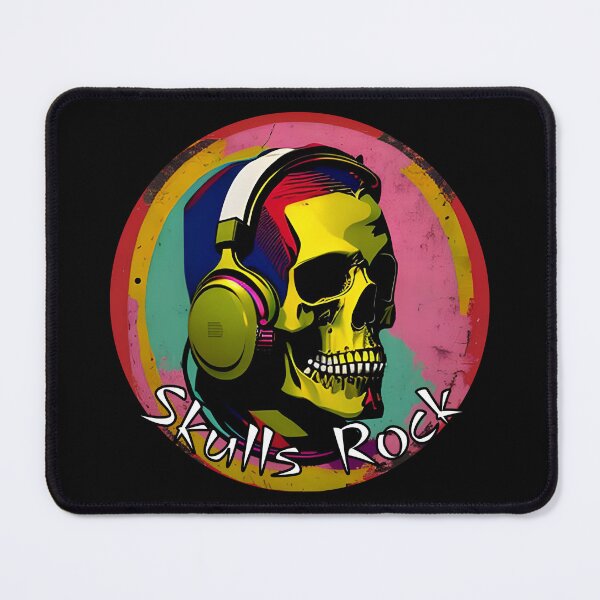Item preview, Skull Rock Skull with Headphones Artistic Design designed and sold by Sanctum Cosmos.