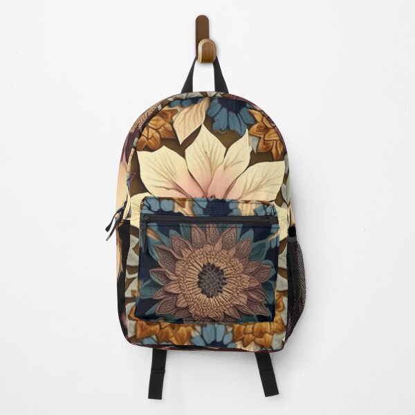 Item preview, Bring the Magic of the Moonlit Garden Home: Embroidered Blue, Yellow, and Maroon Blossoms in Dark Tones, embroidery pattern designed and sold by EmeraldeaArt.