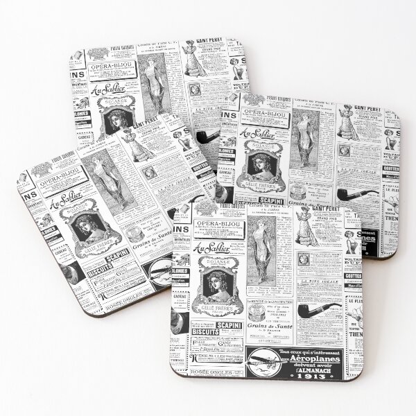 Item preview, antique french victorian newspaper vintage black white designed and sold by Gossip Rag.