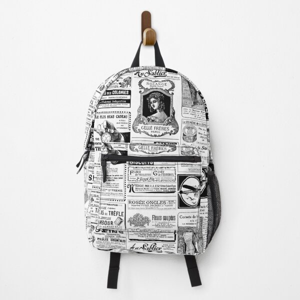 SALE newsprint backpack black and white and shops red all over. adjustable straps last one