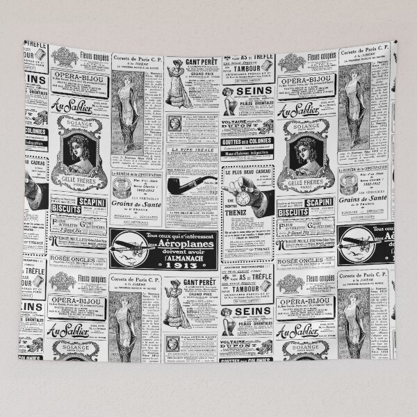 Item preview, antique french victorian newspaper vintage black white designed and sold by Gossip Rag.