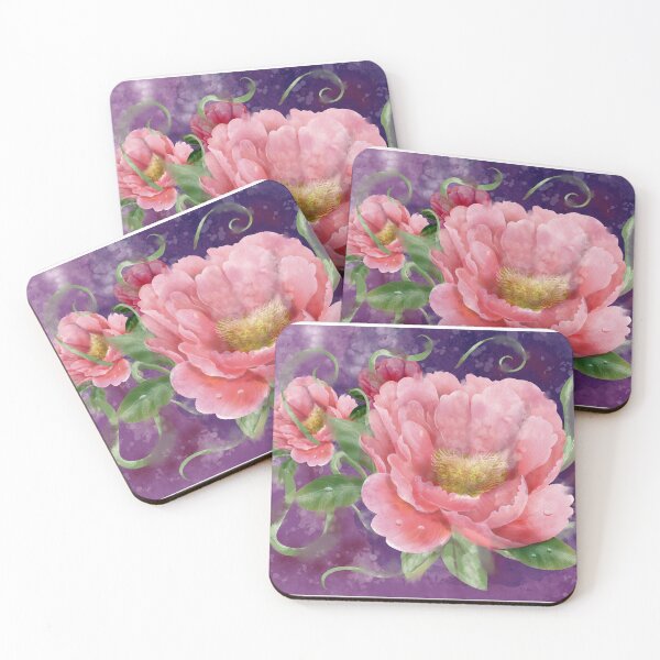 Item preview, juicy watercolor peony on a lilac background designed and sold by sonaadalian.
