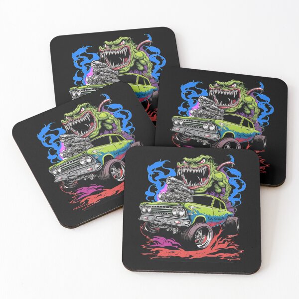 Item preview, Monster Hot Rod Green Meanie Street Racer Retro Design designed and sold by Coder-T.