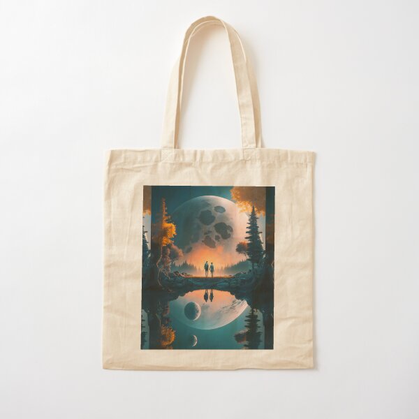 Item preview, Illustration of a couple admiring the full moon from a forest on another planet designed and sold by Joshuabsb.