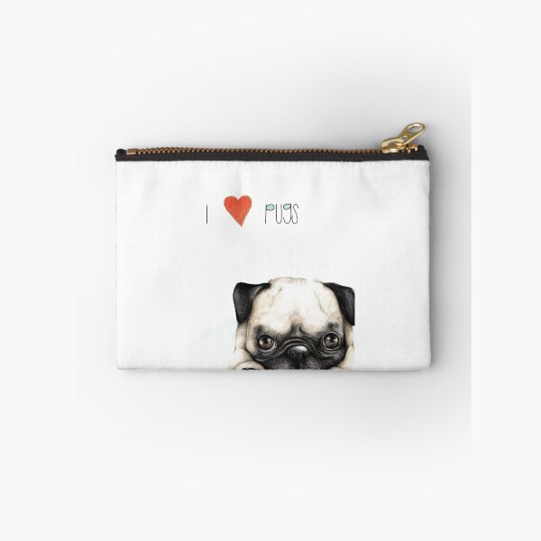Item preview, Pug art with I love pugs text overlay designed and sold by Gile-Shop.
