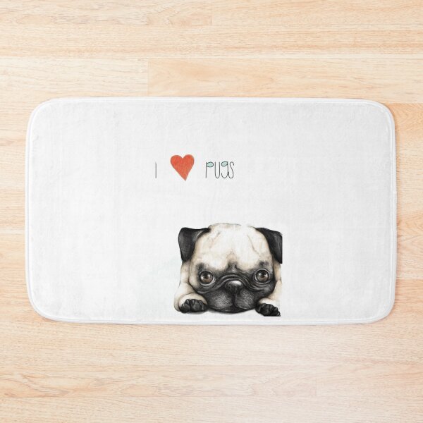 Item preview, Pug art with I love pugs text overlay designed and sold by Gile-Shop.